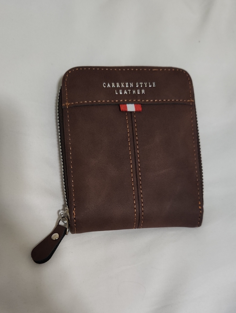 Carrken Style Brown Pu Suede Leather all around Zip Wallet
